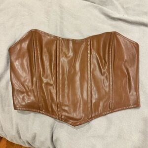 Princess Polly Tan Faux Leather Top